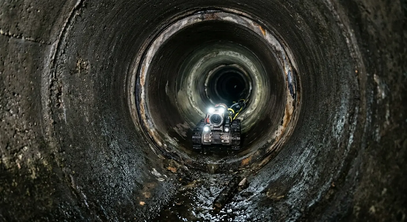 Robotic sewer camera inspecting pipe interior for Drain Snake Service in Dover